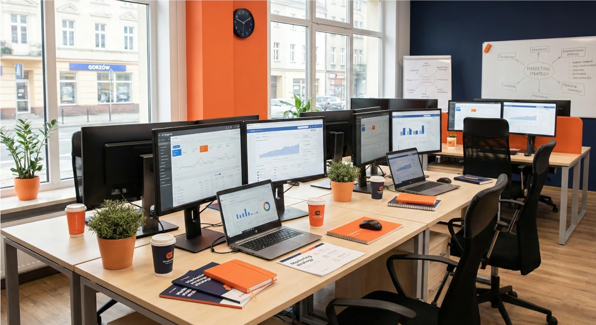 Biuro agencji reklamowej creationX w Gorzowie Wielkopolskim - workspace marketingowy